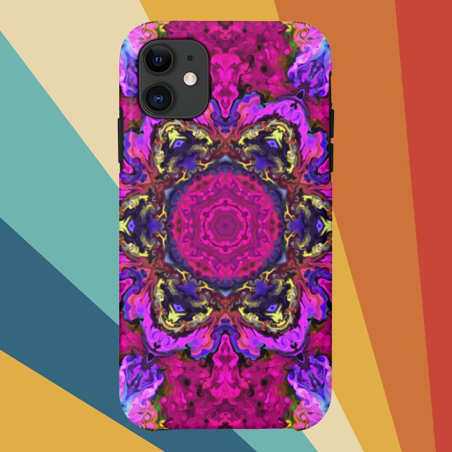 Coques Case-Mate iPhone Hippie psychédélique rose jaune et orange (Créateur téléchargé)