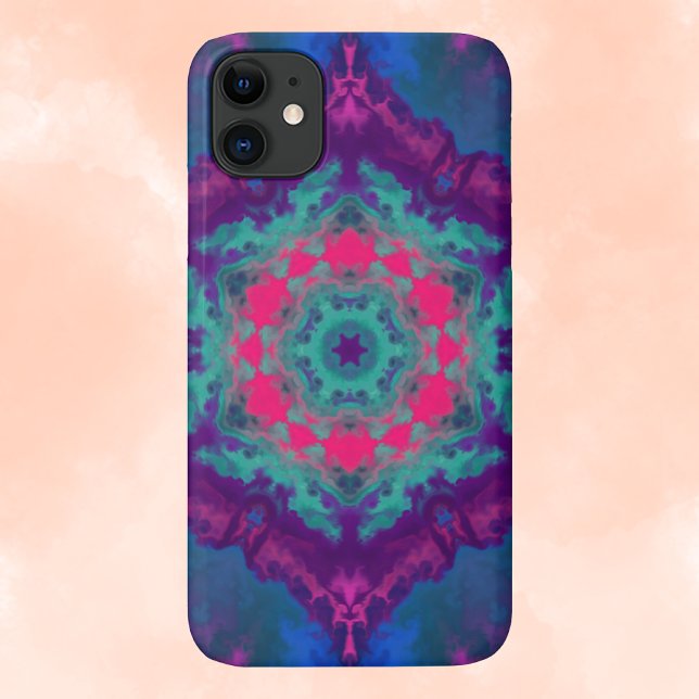 Coques Case-Mate iPhone Hippie psychédélique violet, bleu et rose (Créateur téléchargé)