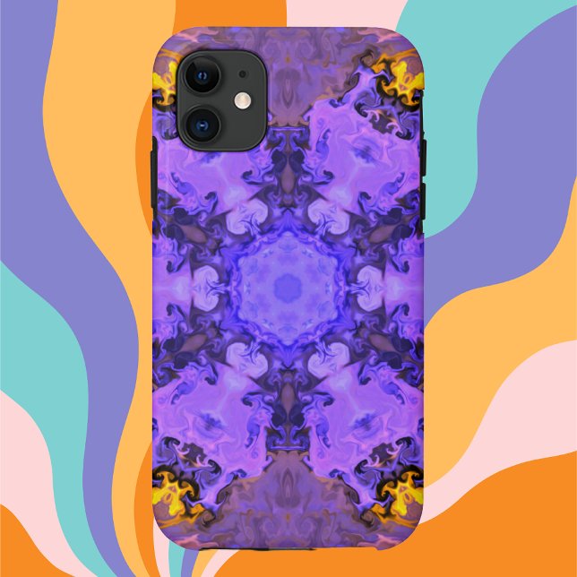Coques Case-Mate iPhone Hippie psychédélique violet et jaune (Créateur téléchargé)