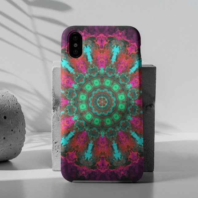 Coques Case-Mate iPhone Hippie psychédélique violet rose et Turquoise (Créateur téléchargé)
