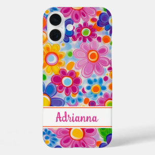 Coque Pour iPhone 16 Plus Hippie Rétro Groovy Floral Personnalisé
