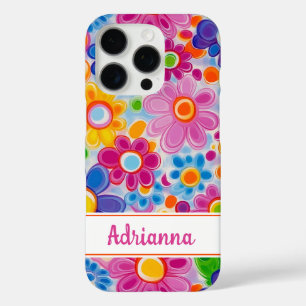 Coque iPhone 16 Pro Hippie Rétro Groovy Floral Personnalisé