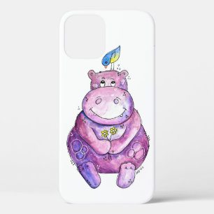 Case-Mate iPhone Case Hippo mignon violet blanc