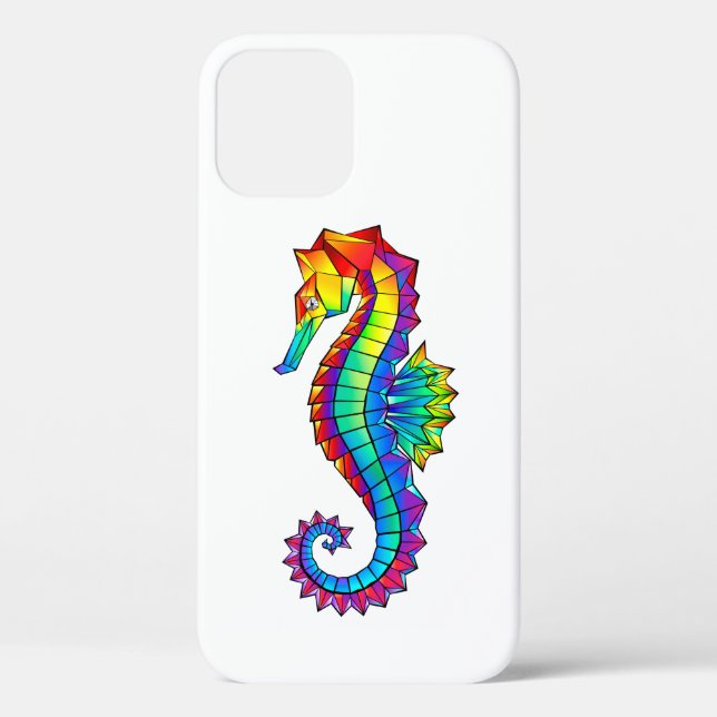 Coques Case-Mate iPhone Hippocampe polygonal arc-en-ciel (Verso)