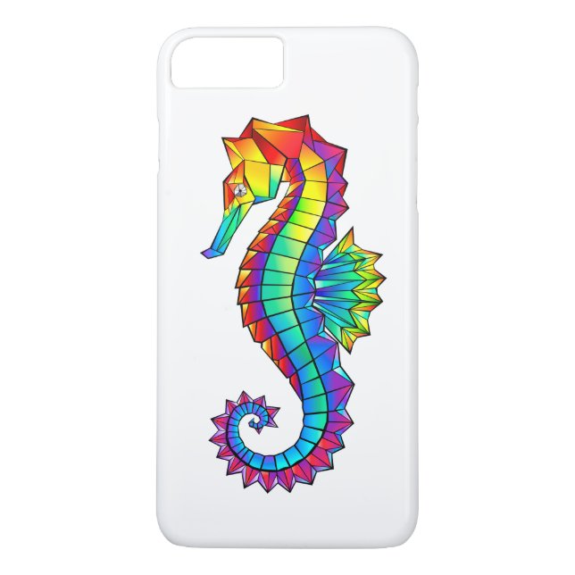 Coques Case-Mate iPhone Hippocampe polygonal arc-en-ciel (Dos)