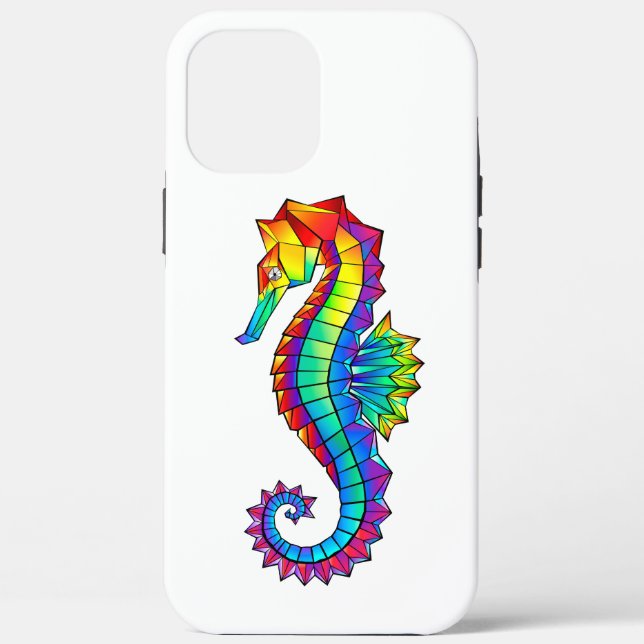 Coques Case-Mate iPhone Hippocampe polygonal arc-en-ciel (Verso)