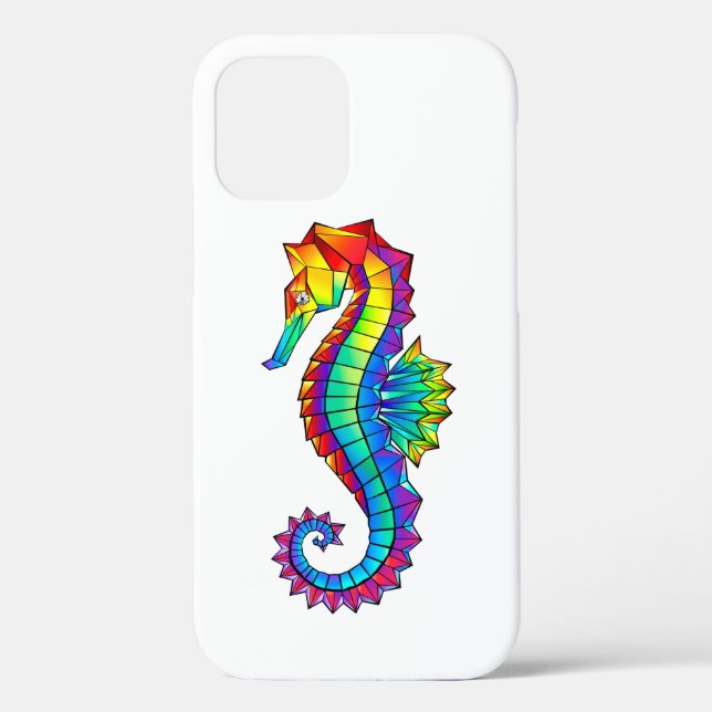 Coques Case-Mate iPhone Hippocampe polygonal arc-en-ciel (Verso)
