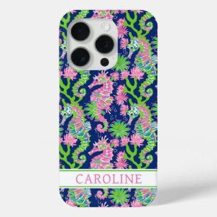Coque Case-Mate iPhone Hippocampes à l'aquarelle Monogrammées