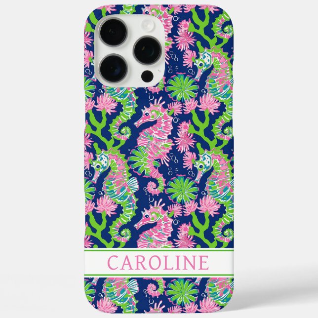 Coques Case-Mate iPhone Hippocampes à l'aquarelle Monogrammées (Verso)