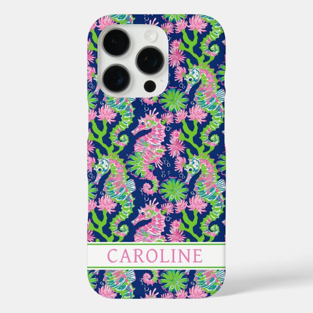 Coques Case-Mate iPhone Hippocampes à l'aquarelle Monogrammées  (Verso)