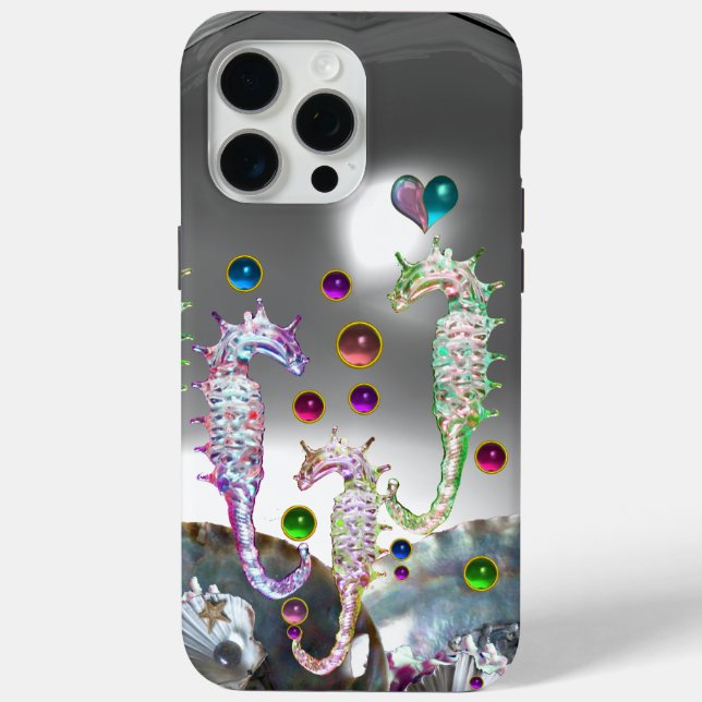 COQUES Case-Mate iPhone HIPPOCAMPES AMOUREUX, PERLE ROSE TEAL BLEUE (Verso)