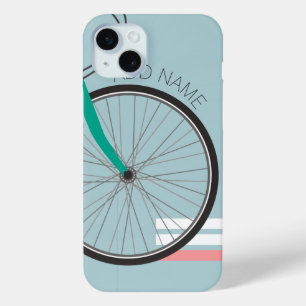 Coque iPhone 15 Mini Hipster Bicycle Pastel Roue Nom personnalisé