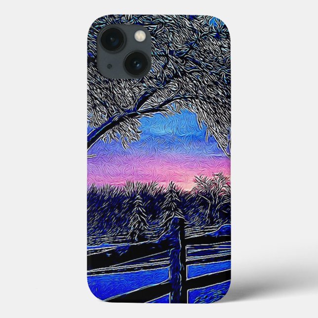 Coques Case-Mate iPhone hiver arbres impressionnisme soleil paysage (Verso)