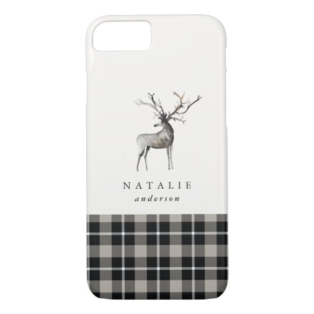 Coques Case-Mate iPhone Hiver de contrôle de plaid de renne de mâle (Dos)