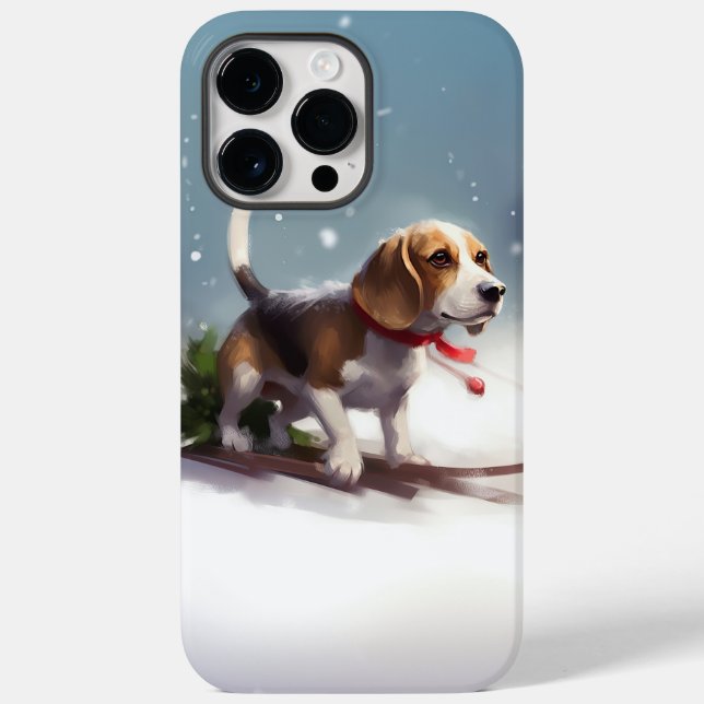 Coques Case-Mate iPhone hiver de neige de Noël beagle (Verso)