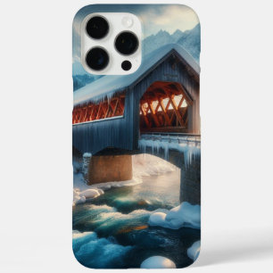 Coque iPhone 16 Pro Max Hiver, pont enneigé et rivière