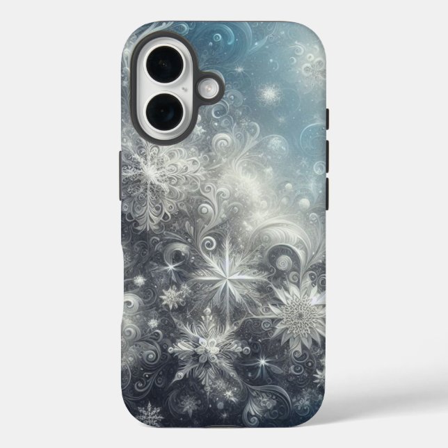 Coques Case-Mate iPhone Hiver Silver et Fléau de neige bleu (Verso)