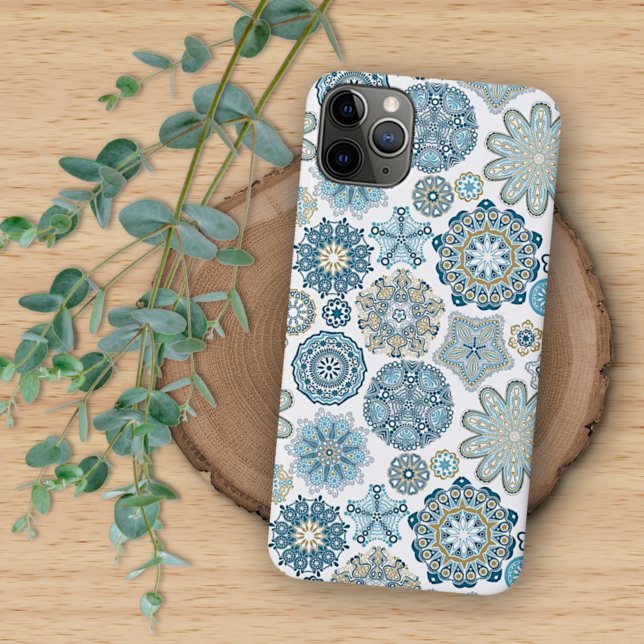 Coques Case-Mate iPhone Hiver Turquoise Turquoise bleu Mandala Art Motif (Créateur téléchargé)