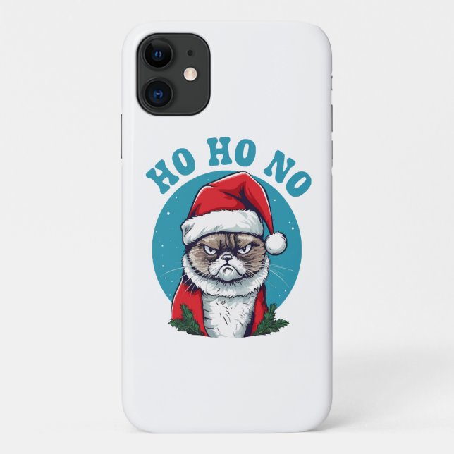 Coques Case-Mate iPhone Ho ho non - drôle de chat de Noël grincheux (Dos)