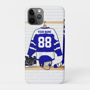 Etui iPhone Case-Mate Hockey sur glace bleu et blanc personnalisé Jerse