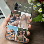 Case-Mate iPhone Case ¡Hola ! 4 Photo Collage Vert Personnalisé<br><div class="desc">Créez votre propre étui photo personnalisée Téléphone pour iphone 11 pro max et de nombreux autres modèles. Le design comprend un collage photo en grille avec 4 de vos photos préférées, votre nom et le mot ¡Hola ! dans un texte de machine à écrire. Le modèle photo est configuré pour...</div>