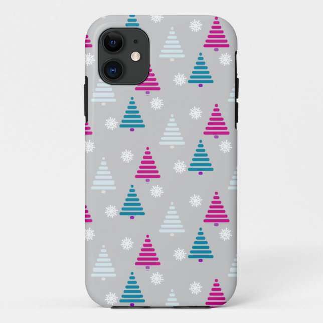 Coques Case-Mate iPhone Holiday Christmas tree bleu rose simple (Dos)