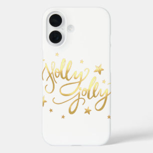 Coque Pour iPhone 16 Holly Jolly Élégant script de faux or