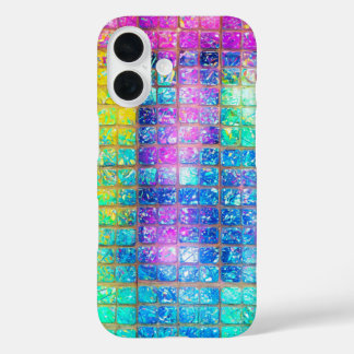 Coque Pour iPhone 16 Holographic Mosaic Tile Rainbow Phone Case