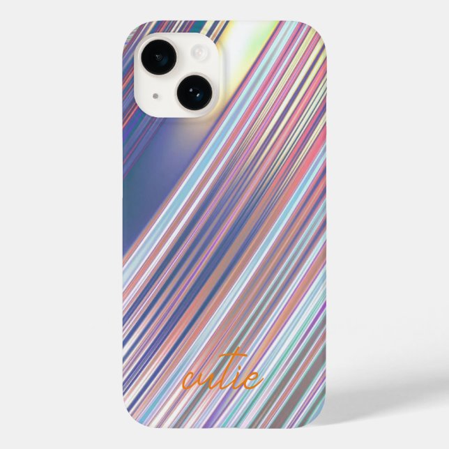 Coques Case-Mate iPhone Holographique mignonne fillette rayée (Verso)