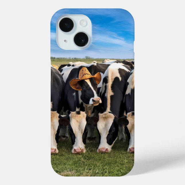 Coques Case-Mate iPhone Holstein Cow porte un Casquette de cowboy (Verso)