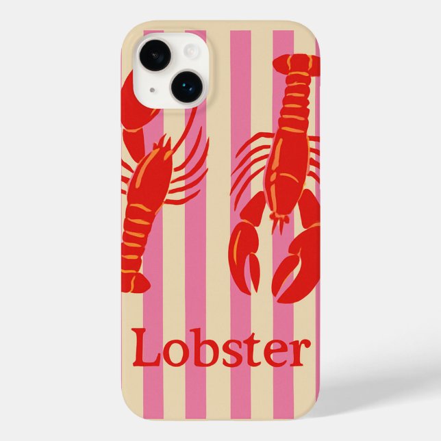 Coques Case-Mate iPhone Homard Pop Bold Crustacés sur Rayures de Bonbon (Verso)