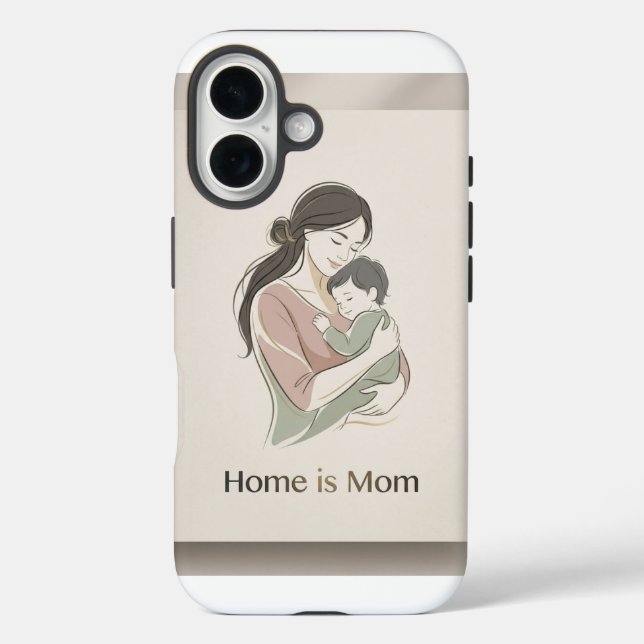 Coques Case-Mate iPhone Home is Mom Minimalist Line Art Mother Baby Hug Ph (Verso)