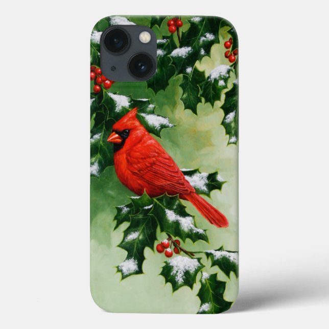 Coques Case-Mate iPhone Homme Cardinal Rouge Bird & Holly Branch (Verso)