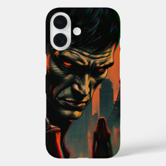 Coque Pour iPhone 16 Homme futuriste rétro dans la métropole