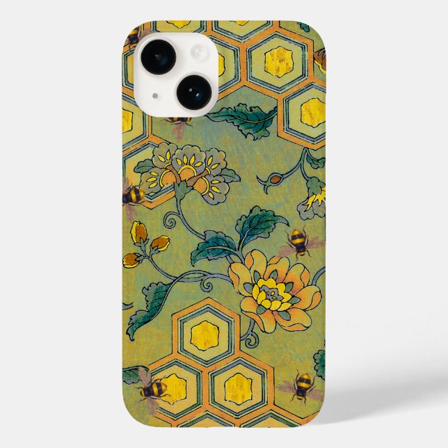 Coques Case-Mate iPhone HONEY ABEILLES, BEEHIVES, FLEURS DE PRINTEMPS Vert (Verso)