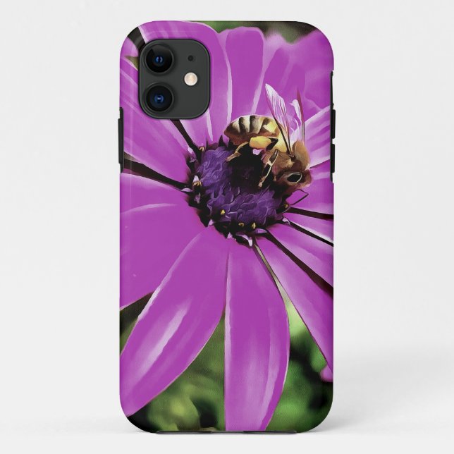 Coques Case-Mate iPhone Honey Bee Sur Un Daisy Africain Violet (Dos)