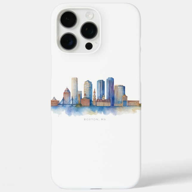Coques Case-Mate iPhone Horizon de la ville de Boston à l'aquarelle | Mode (Verso)