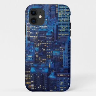 Coque iPhone 11 Horizon de NYC, vue courbe au crépuscule