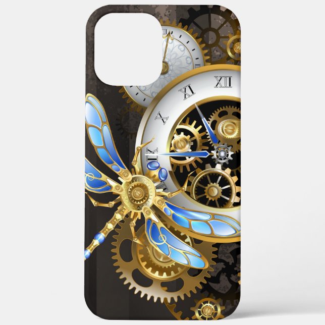 Coques Case-Mate iPhone Horloge à vapeur avec libellule mécanique (Verso)