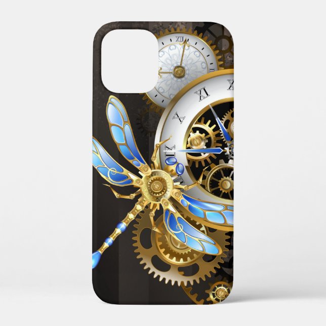 Coques Case-Mate iPhone Horloge à vapeur avec libellule mécanique (Verso)