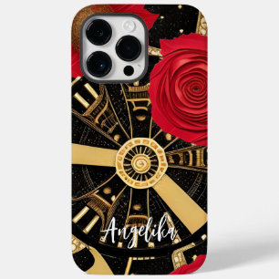 Coque Case-Mate iPhone Horloge moderne abstraite rouge et or personnalisa