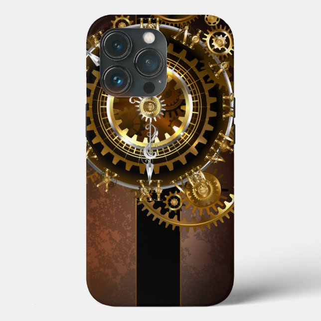 Coques Case-Mate iPhone Horloge Steampunk avec des engrenages anciens (Verso)