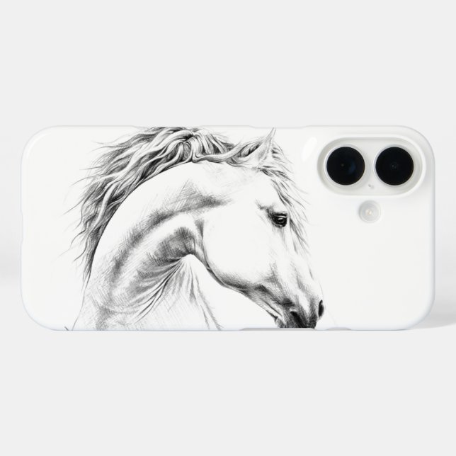 Coques Case-Mate iPhone Horse portrait drawing equestrian art (Verso (horizontal))