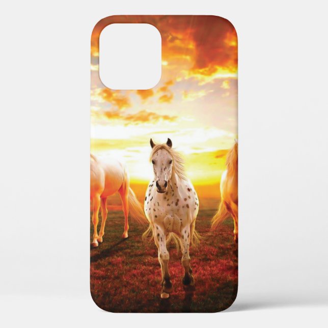 Coques Case-Mate iPhone Horses at sunset throw pillow (Verso)