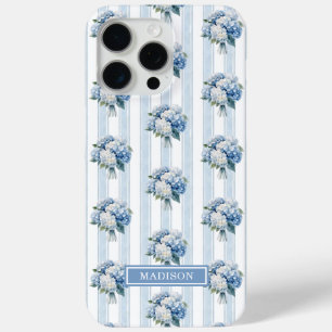 Coque Case-Mate iPhone Hortensias bleus sur rayures