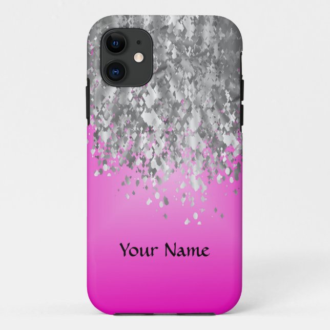Coques Case-Mate iPhone Hot pink and faux glitter (Dos)