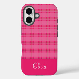 Coque Pour iPhone 16 Hot Pink Plaid