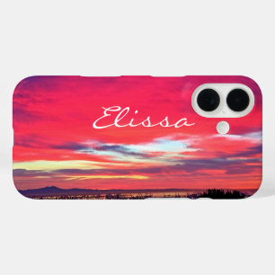 Coques iPhone 16 Hot Rose Sunset Coastal California Nom du script