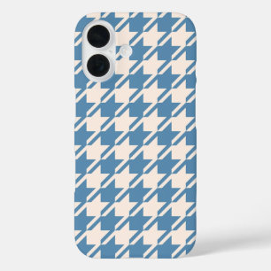 Coque Pour iPhone 16 Houndstooth Blue+Cream Big Motif