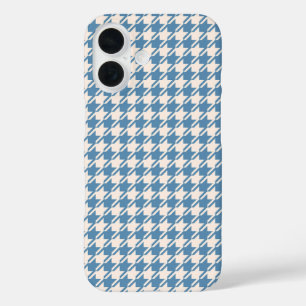 Coque Pour iPhone 16 Houndstooth Blue+Cream Rpt Motif